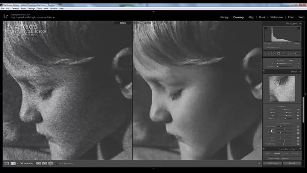 Как убрать шум на фото в lightroom